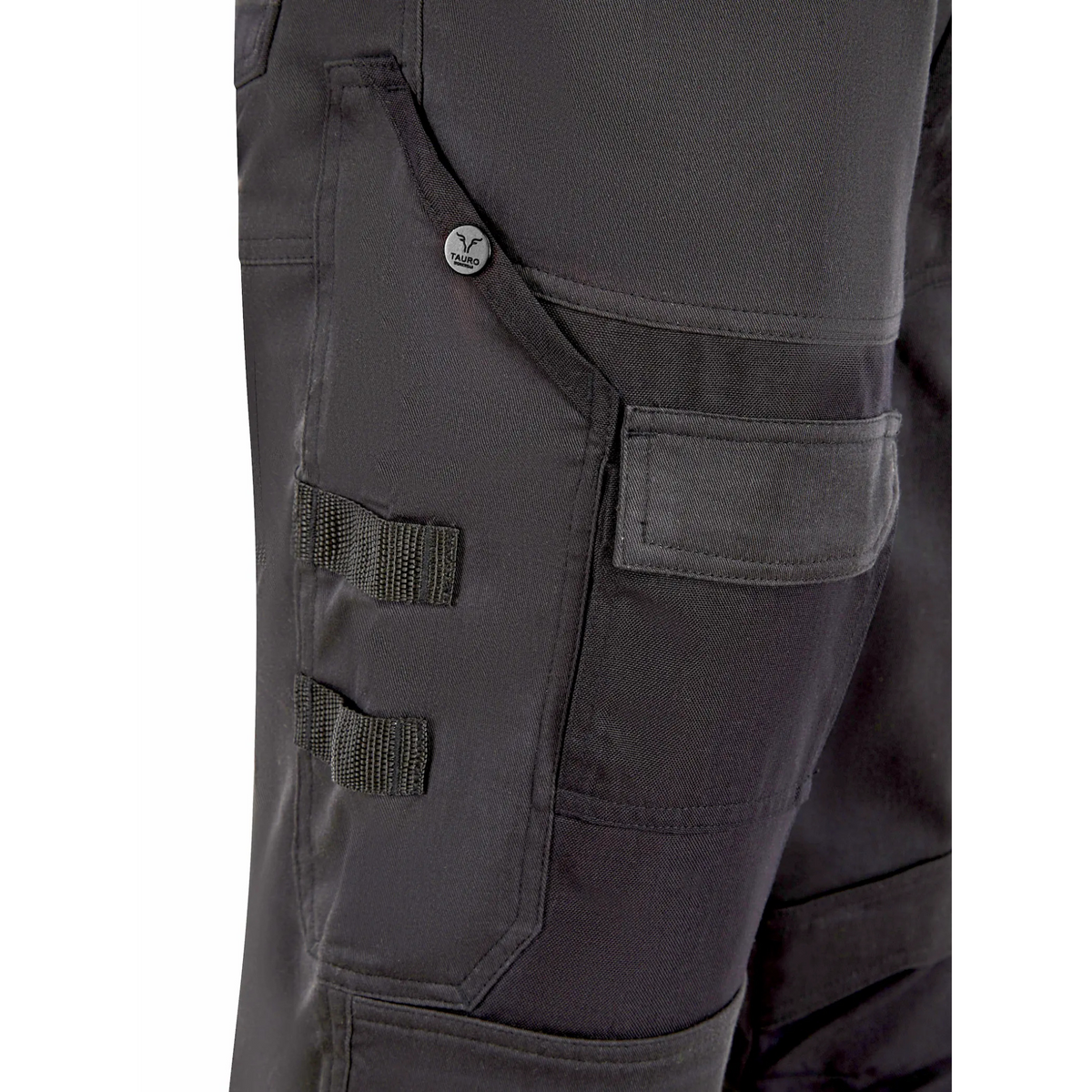 Tauro Ranger slim fit work trousers black back pocket Cordura panel detail