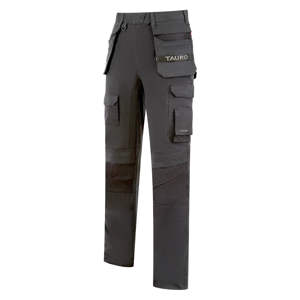 Tauro Ranger slim fit work trousers black side view with holster pocket