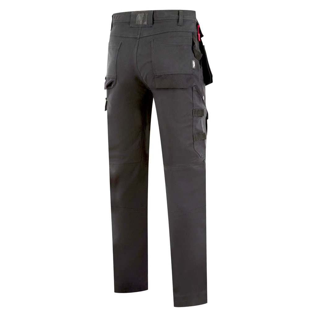 Tauro Ranger slim fit work trousers black thigh and ruler pocket detail