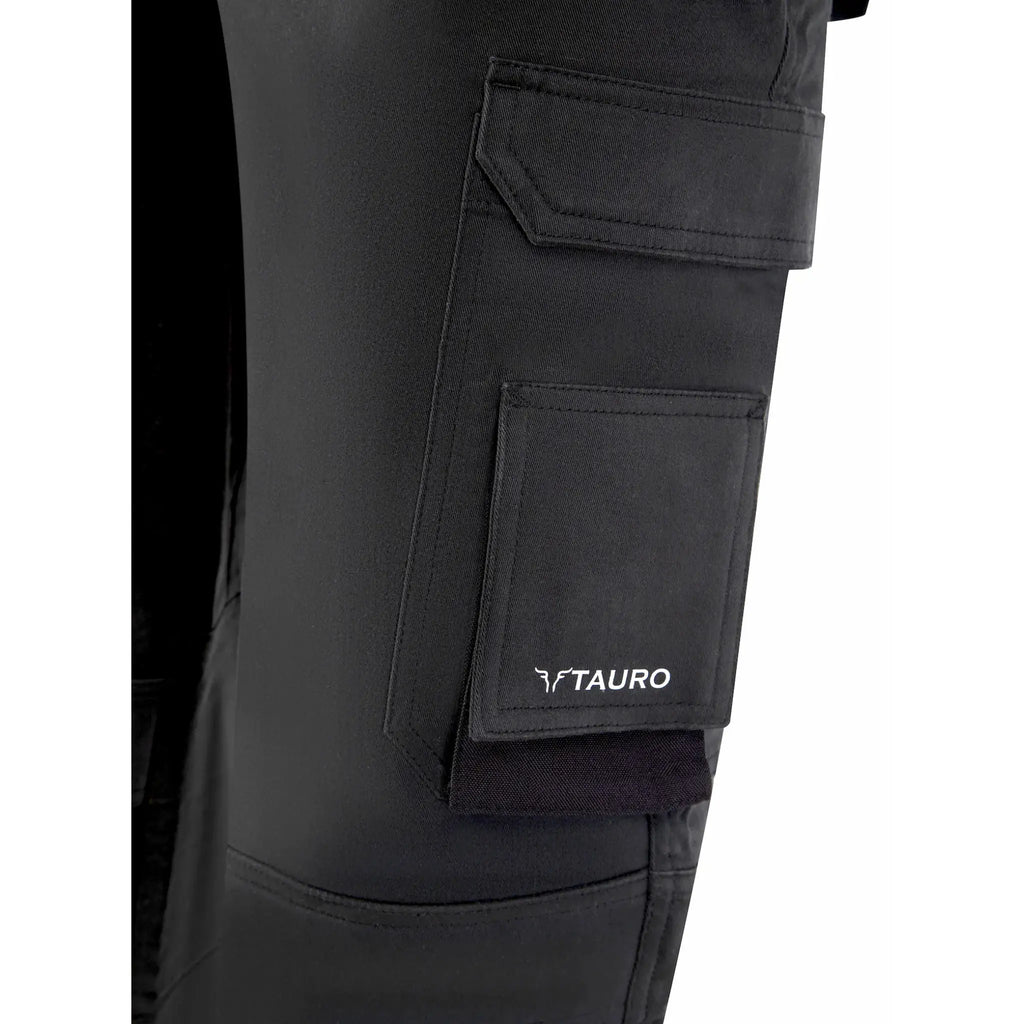 Tauro Ranger slim fit work trousers black worn on site