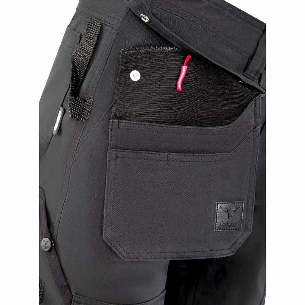 Tauro Ranger slim fit work trousers black holster pocket attachment detail